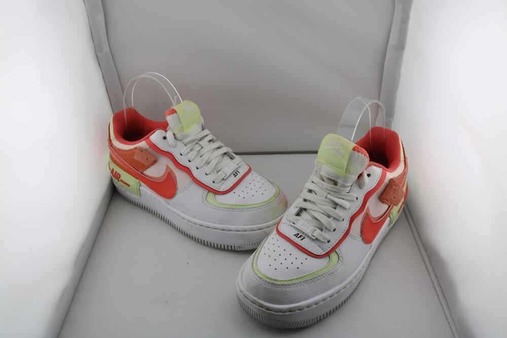 Nike Air Force 1 Shadow White Atomic Orange Green CI0919-110 Womens Size 6